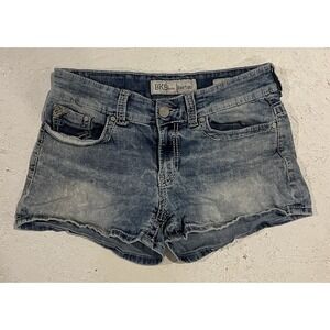 BKE Denim Payton Shorts Women's Sz 28 Blue Jeans Stretch‎ Distressed 2.5" Inseam
